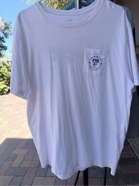 Southern Tide FIU Panthers White Short Sleeve Pocket Tee with Navy Logo